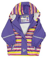 Fialovo-barevná pruhovaná nepromokavá bunda s kapucí Lupilu