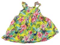 Žluto-barevné květované lehké šaty Primark