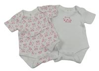 2x body - bílé s medvědem + bílé vzorované s medvědy C&A