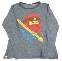 Tmavomodré melírované triko s Lego Ninjago H&M