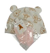 2 set - Bílá čepice s Púem + růžové ponožky s krajkou 