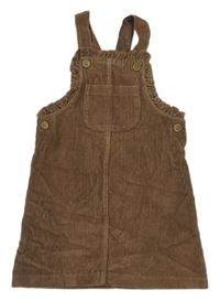 Hnědé laclové manšestrové šaty s kapsou Nutmeg