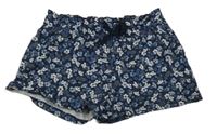Tmavomodré květované kraťasy H&M