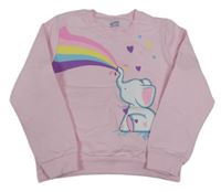Světlerůžová mikina se slonem a duhou 