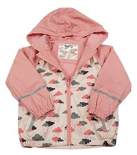 Světlerůžová nepromokavá jarní bunda s mraky a kapucí Lupilu