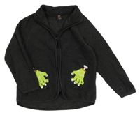 Tmavošedá fleecová propínací mikina s potiskem Kiki&Koko