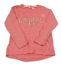 Růžovo-stříbrné pruhované triko s nápisem Pep&Co