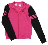 Tmavorůžovo-černá sportovní propínací mikina s logem Adidas