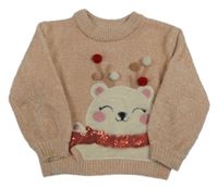 Meruňkový žinylkový svetr s medvědem C&A