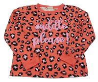 Červeno-černé leopardí pyžamové triko s nápisem alive