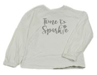 Bílé triko s nápisem z flitrů Nutmeg