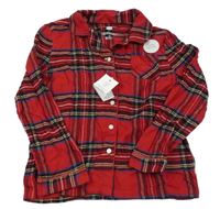 Nové - červeno-černo-modrý kostkovaný pyžamový kabátek F&F