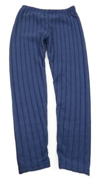 Tmavomodré žebrované úpletové kalhoty Shein