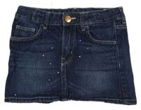 Tmavomodrá riflová sukně s kamínky H&M