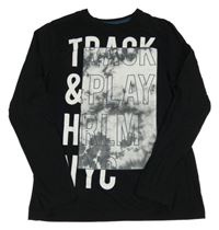 Černé triko s bílým potiskem C&A