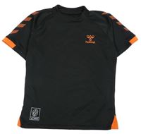Černé sportovní funkční tričko s logem Hummel