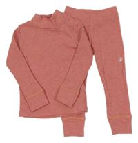 2 set - růžové melírové thermo triko + kalhoty Decathlon
