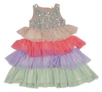 Barevné tylové vrstvené šaty s flitry H&M