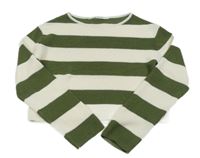 Bílo-khaki pruhovaný crop svetr H&M