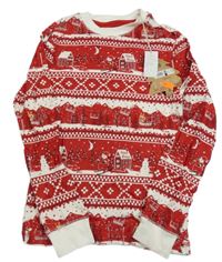Nové - Červeno-bílé vzorované vánoční triko Dunnes Stores