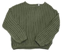 Khaki perforovaný svetr C&A