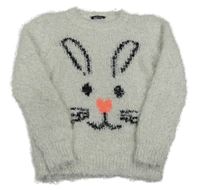 Bílý chlupatý třpytivý svetr s čumákem George