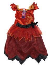 Nové - Kostým - Červeno-černé saténovo-tylové šaty s potiskem F&F