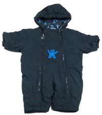 Tmavomodrá zimní kombinéza s medvídkem 