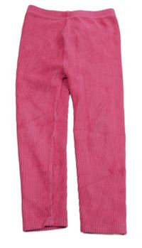 Růžové žebrované sametové legíny Tu