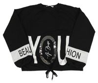 Černo-bílá mikina s nápisy 