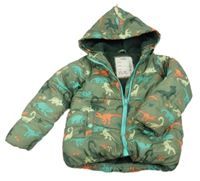 Zelená šusťáková zimní bunda s diny a kapucí M&S