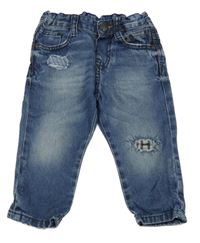 Tmavomodré rifle se záplatami Zara