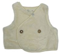 Smetanová kožešinová zateplená zavinovací vesta 