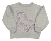 Světlešedá mikina s jednorožcem V by Very