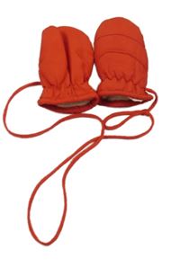 Červené šusťákové palcové zimní rukavice 