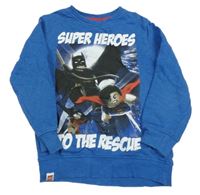 Modrá mikina s Batmanem a Supermanem - Lego Next