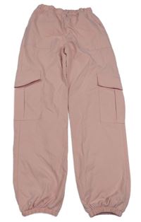 Růžové cargo cuff kalhoty Shein