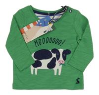 Nové - Zelené triko s krávou Joules