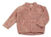 Růžová plyšová propínací mikina H&M