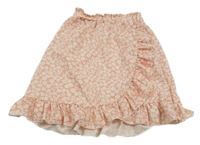 Růžovo-bílá květovaná sukně