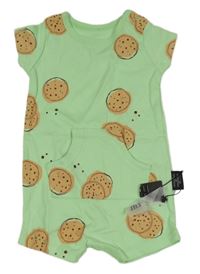 Nové - Světlezelený kraťasový overal se sušenkami 