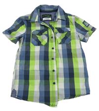 Tmavomodro-zeleno-bílá kostkovaná košile se skateboardem Chapter young