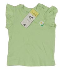 Nové - Mintové žebrované tričko s květem Matalan