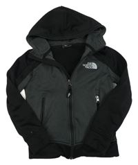 Černo-tmavošedá propínací mikina s logem a kapucí The North Face