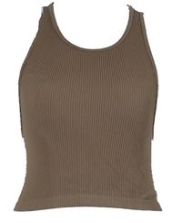 Dámský hnědý žebrovaný crop top Pep&Co
