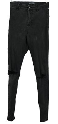 Dámské tmavošedé skinny rifle s dírami Denim 