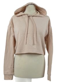 Dámská světlerůžová crop mikina s kapucí H&M