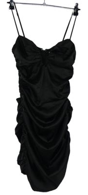 Dámské černé saténové řasené šaty Oh Polly 