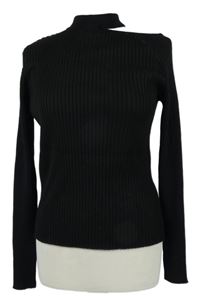 Dámský černý žebrovaný svetr s průstřihem New Look 