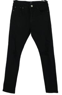 Pánské černé skinny rifle s dírami Boohoo vel. 30R 